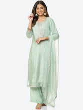 Neck Embroidered Chanderi Unstitched Suit Piece With Dupatta